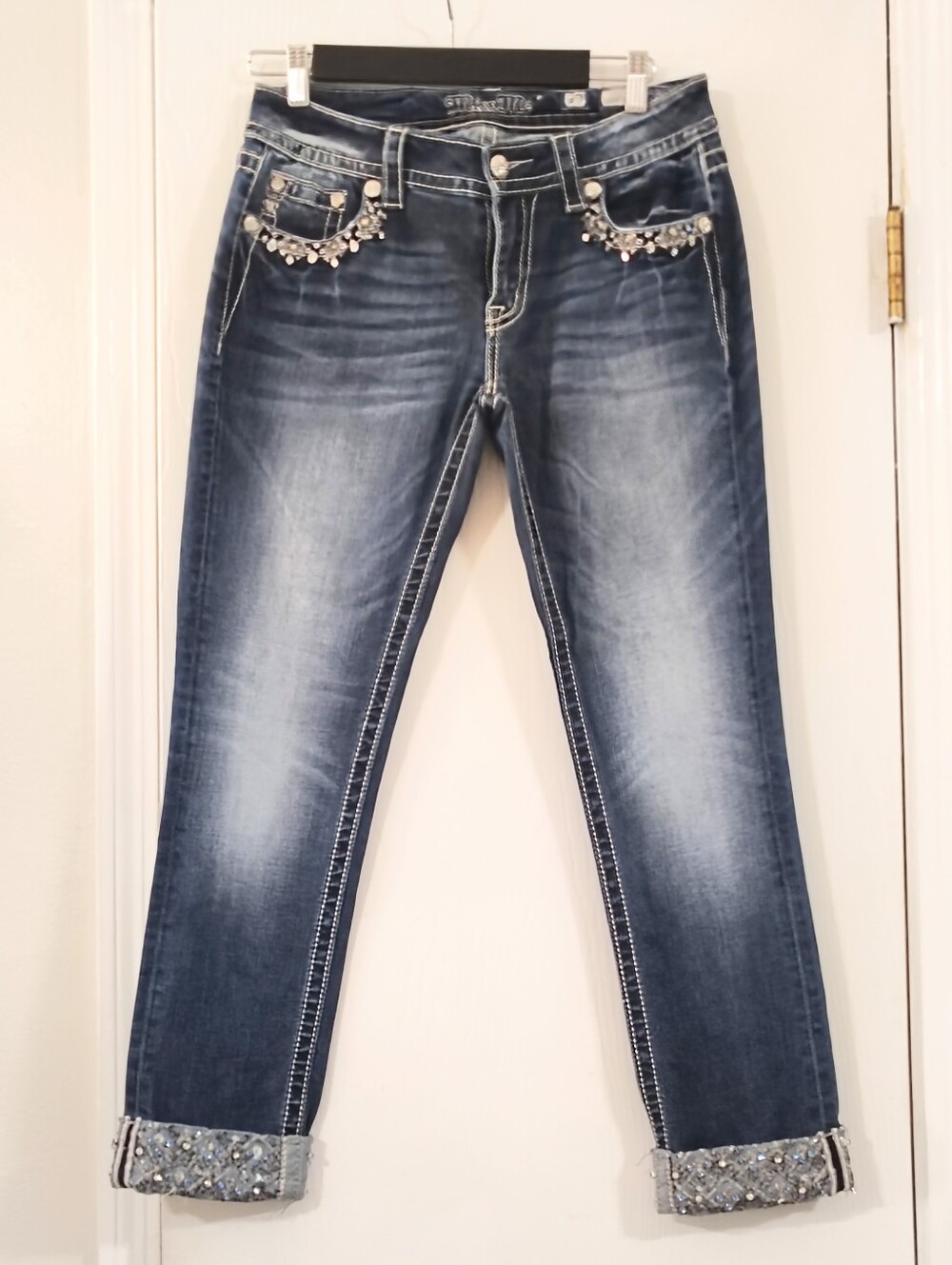 Miss Me Signature Cuffed Skinny Jeans Women's 29 Mcbling Y2K Vintage Vibes Retro - Picture 10 of 10